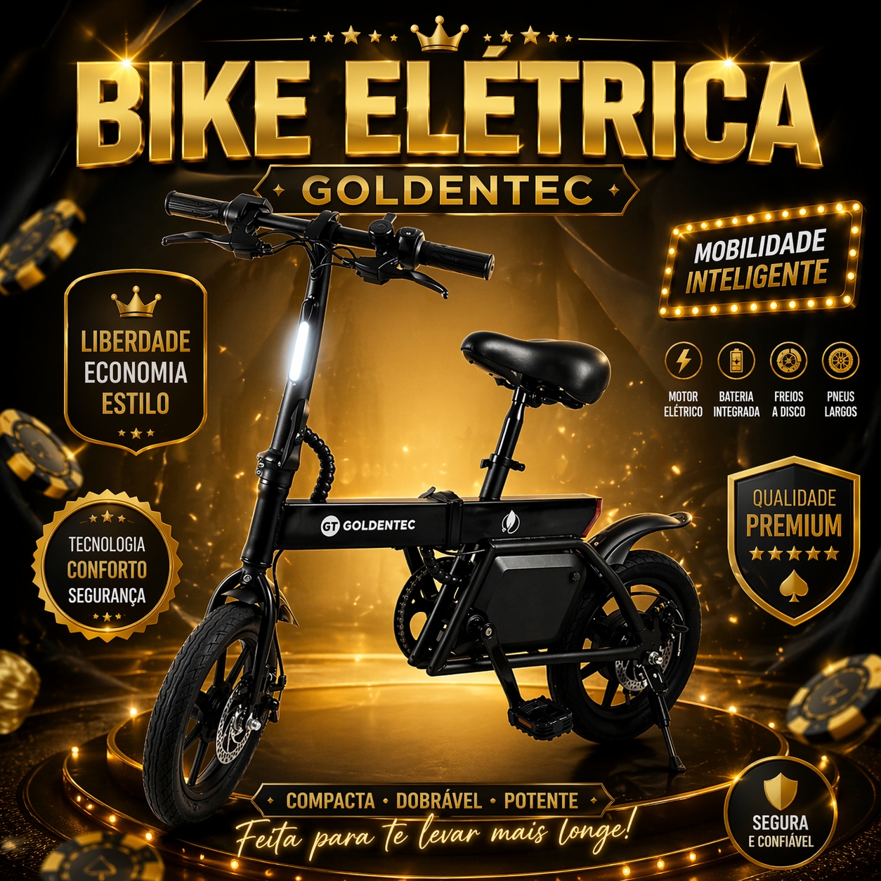 BICICLETA ELÉTRICA GOLDENTEC USADA